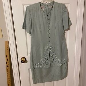 Vintage Karin Stevens Mint Green Dress with Zipper Detail